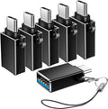 USB C to USB Adapter 6 Pack,USBC to USBA Adapter,Type-C Male USB-A Female OTG Adaptor,USB C Converter for iPhone 16 15,MacBook Pro,iPad,Samsung S24 S23 S22,Black
