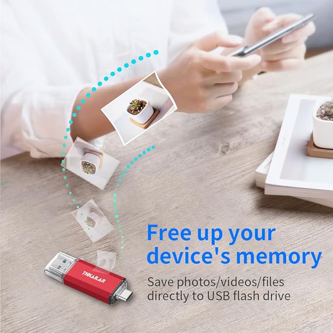Thkailar 1TB USB C Flash Drive for MacBook and Android Phones,Thumb Drive with USB A and USB C for PC,Laptop,Portable External Storage for Pictures,Videos and Music
