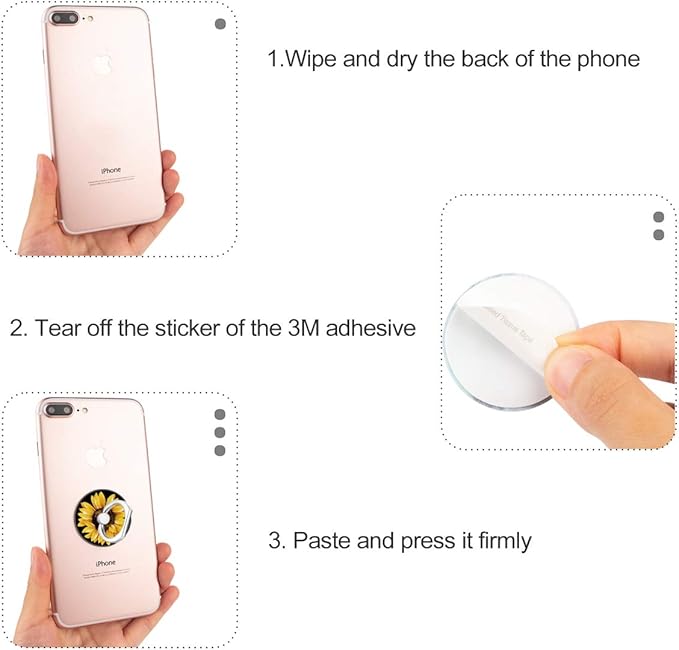 Bonoma Cell Phone Ring Holder Stand, 3 Pack Sunflowers 360 Rotation Universal Smartphone Ring Grip Stand Compatible with Smartphones and Tablets