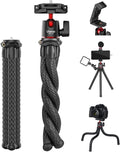 ULANZI Camera Tripod, Mini Flexible Stand w Hidden Phone Holder w Cold Shoe Mount, 1/4'' Screw f Magic Arm, Universal f iPhone 16 15 14 Pro Max XS Max X 8 Samsung Canon Nikon Sony DJ Pocket 3 Cameras