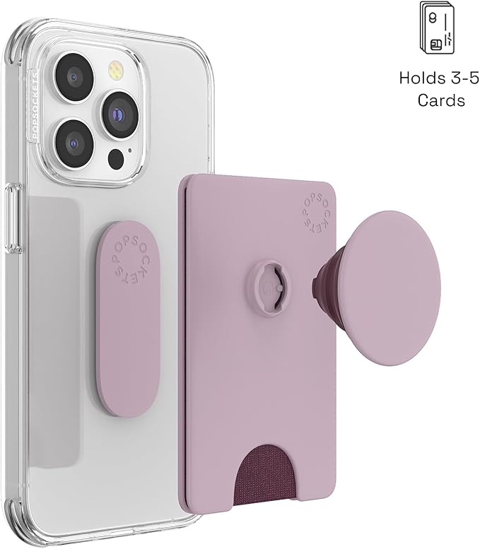 PopSockets Phone Wallet with Expanding Kickstand, Phone Card Holder - Blush Pink