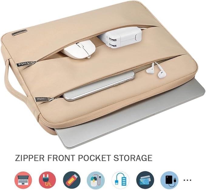Voova Laptop Sleeve Carrying Case 14 15 Inch Compatible with MacBook Air 15 M2/M3/M4 2022-2025, MacBook Pro 15, Hp Chromebook 14, Waterproof Slim Computer Cover Bag,Apricot