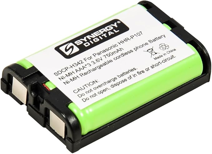 Synergy Digital Cordless Phone Battery, Compatible for Panasonic HHR-P107 Cordless Phone Combo-Pack Includes: 2 x SDCP-H342 Batteries