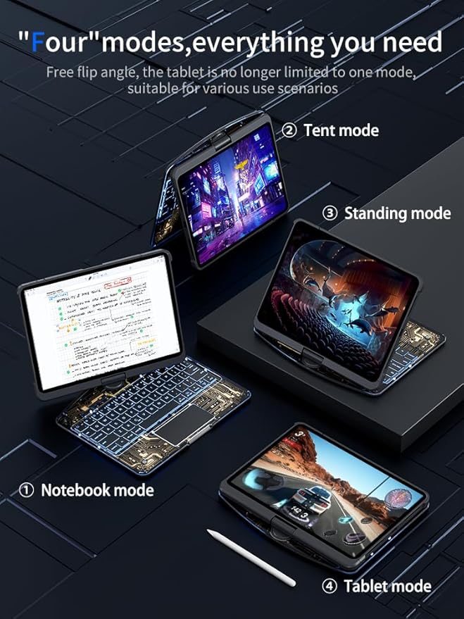 Transparent 360 for iPad keyboard case with Wireless Keyboard for iPad Air 13 inch(M3/M2, 2025/2024), Trackpad, 7 Color Backlight, 360° Rotating Stand for iPad Pro 12.9" 2018-2022(6/5/4/3 Gen)