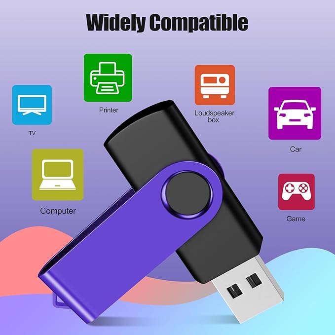 EASTBULLUSB Flash Drive Bulk 1GB 20 Pack with Lanyards USB 2.0 Thumb Drive Bulk Memory Stick Swivel Pen Drive for Storage and Backup 1GB 20 Pack, Purple