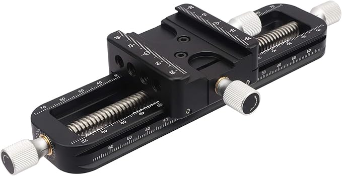 Haoge FM-160 Wormdrive Macro Rail for Macro Photography Track, Focus Stacking Precision Focus Slider/Close-up Shooting Clamp Plate Fine-Tuning Screw Rod