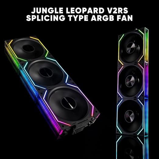 Jungle Leopard Interstellar V2 RS 120mm Case Fan Infinity Mirror Module Daisy-Chain ARGB Fan Triple Pack Suitable PC Cooling Fans 360mm AIO Cooler(Black-3Pack)