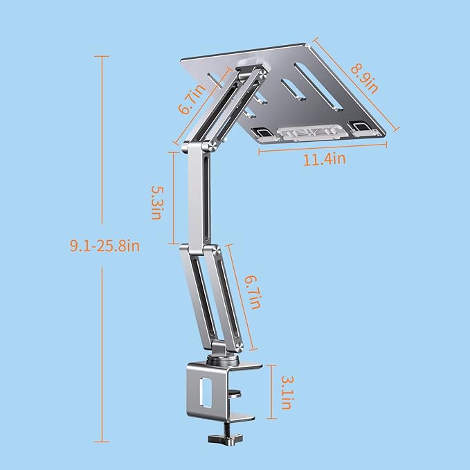 OATSBASF Tablet Stand, iPad Holder for Desk Mount, Portable Monitor Stand, Rotatable 360 Degrees, Desktop Reading Mount for Computer, iPad, Cookbooks, Recipes