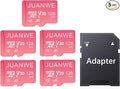 JUANWE 128GB Micro SD Card 5 Pack SD Card MicroSDXC Flash Memory Card 128 GB, A1 U3 V30 4K Video Recording 128GB TF Cards with Adapter for Phone, Dash Cam, Security Camera (5 Pack, Pink)