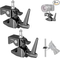 SmallRig Super Clamp Kit 2-Pack, Heavy Duty Max Load 33lb /15kg, with a 1/4"-20 & a 3/8"-16 Top Screw on a 5/8" Stud, for Photography Studio Video Camera Lighting, for Round Pipe and Flat Surface 5318