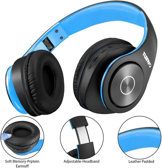 TUINYO Wireless Bluetooth Headphones - Over Ear Headset with 40H Playtime, Deep Bass, Memory-Protein Earmuffs, Mic & Wired Mode - Compatible with PC, Cell Phones & TV | Model
