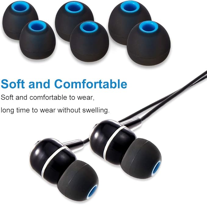 Earbud Tips Soft Silicone Earbuds Replacement Tips Fit for in-Ear Headphones(Inner Hole from 3.8mm - 4.2mm Earphones) 9 Pairs S/M/L