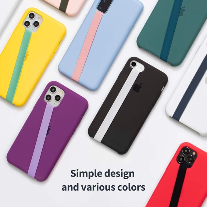 Sinjimoru Stretchable Silicone Phone Strap, Flexible and Elastic Grip Holder for iPhone & Android, Secure Phone Loops Finger Grip with Wireless Charging Support Sinji Loop Black