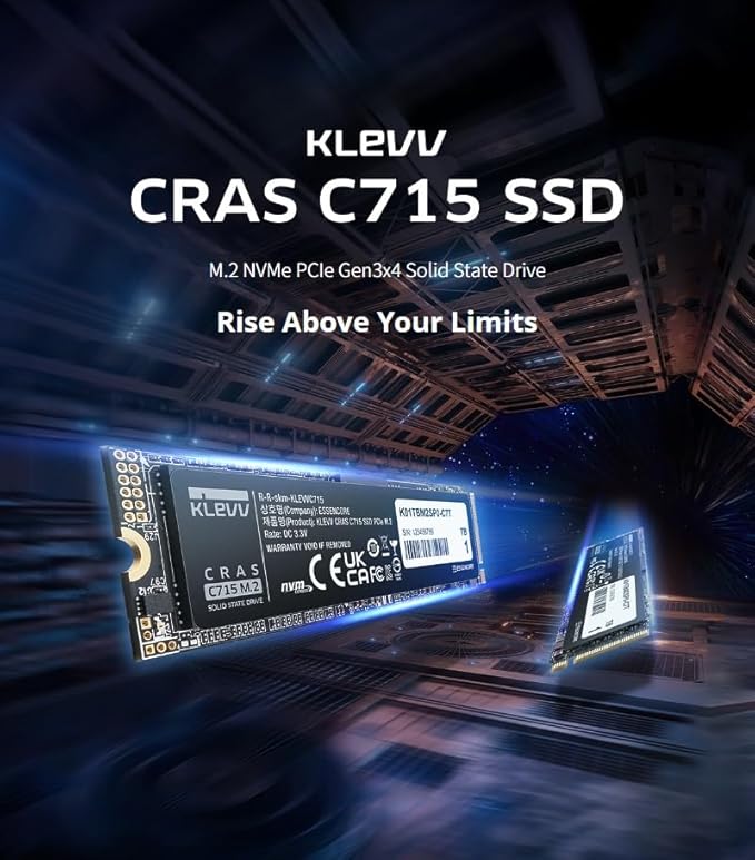 KLEVV CRAS C715 256GB M.2 2280 NVMe PCIe Gen3x4 Laptop & Desktop, up to 3000MB/s (K256GM2SP0-C7T)