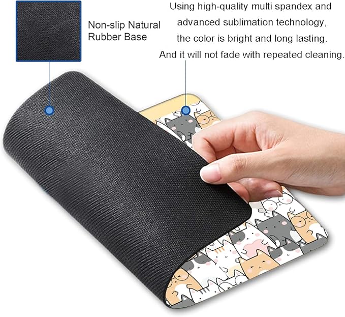 Kawaii Mouse Pad, Cute Cats Mouse Mat, Square Waterproof Non-Slip Rubber Base Computer MousePads for Desk Office Laptop