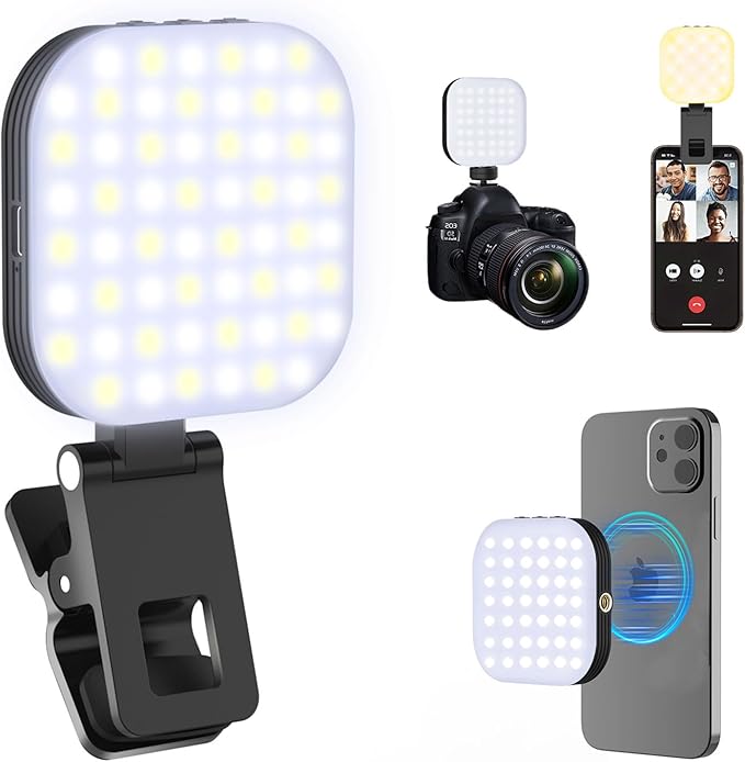 Mini Magnetic Phone Selfie Light Compatible with iPhone Magsafe, Clip on Pocket Light for Tablet Laptop Computer Zoom Video Call TikTok YouTube Video Recording Phone Filming Makeup