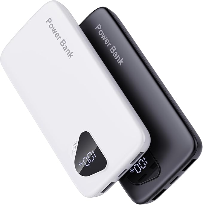 2025 Portable Charger(2pack in 1box) with Built in Cables, 12800mAh Travel Essential Battery Pack, 4 Outputs 2 Inputs Slim Power Bank with Cord Wires Compatible with iPhone,Samsung,Android