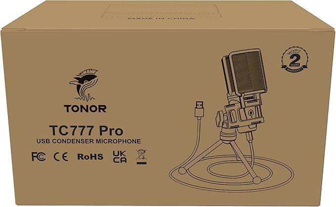 TONOR Gaming USB Microphone for PC, RGB Condenser Computer Mic with Tripod Stand, Quick Mute, Gain Control, for Gaming, Streaming, Podcasting, Recording, Cardioid Mic Kit for Laptop/PS4/PS5 TC777 Pro