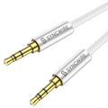 SYNCWIRE 3.5mm Nylon Braided Aux Cable (3.3ft/1m,Hi-Fi Sound), Audio Auxiliary Input Adapter Male to Male AUX Cord for Headphones, Car, Home Stereos, Speaker, iPhone, iPad, iPod, Echo & More – Silver