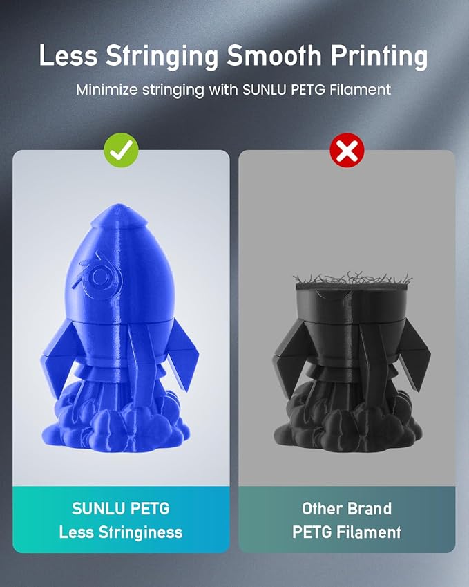 SUNLU 3D Printer Filament PETG Filament 1.75mm, Less Stringing Good Layer Adhesion High Toughness, PETG Filament 1.75 ±0.02mm, 1kg Spool(2.2lbs), Silver