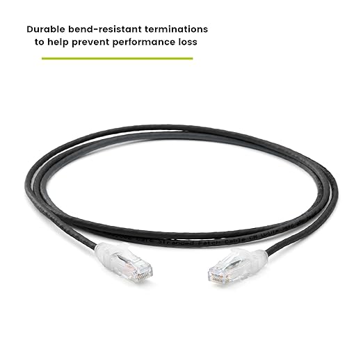 TRUECABLE Cat6 Component Rated Patch Cable, Unshielded (U/UTP), 7ft, Black, 28AWG Solid Copper, Snagless 10G High-Speed Ethernet Cable, PoE++ 4PPoE 100W, UL Listed, RoHS-3, 1 Pack