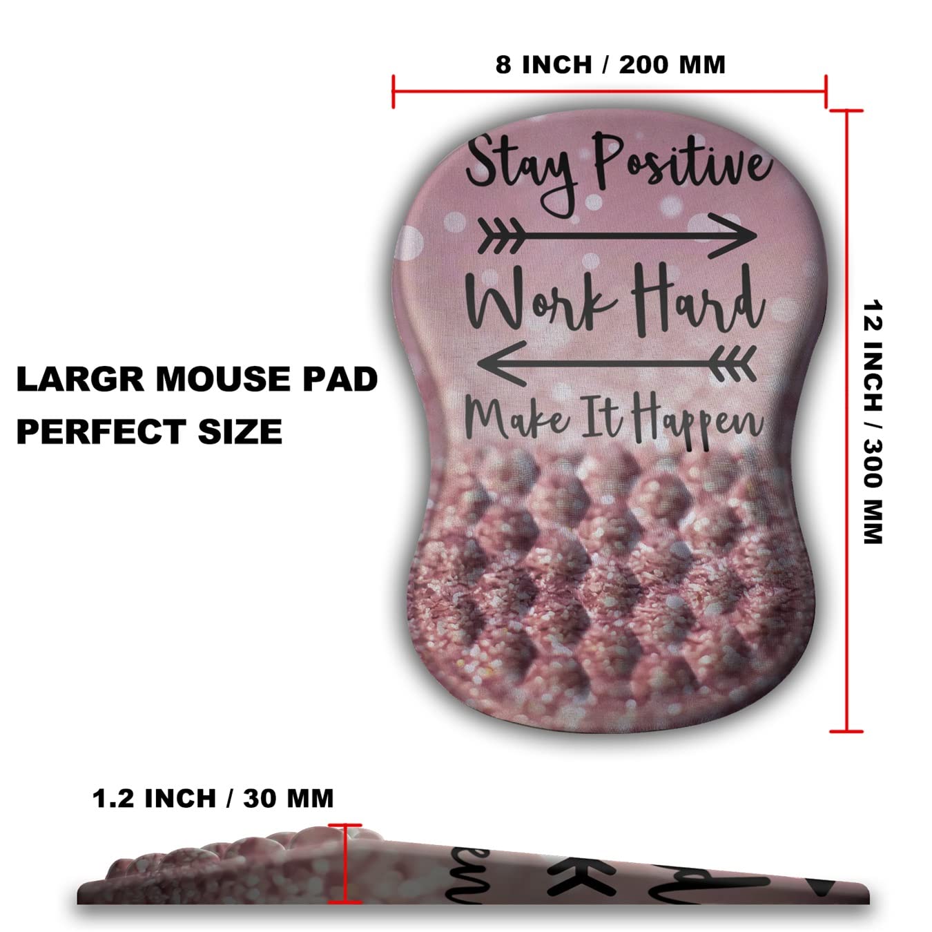 KUOSGM Mouse Pad Wrist Support, Ergonomic Mouse Pad with Massage Dot, Comfortable Computer Mouse Pad for Laptop, Wrist Rest Pain Relief Mousepad with Non-Slip PU Base for Office & Home, 12 x 8 in