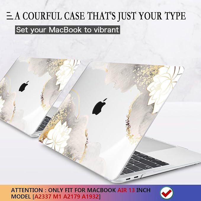 CISSOOK Compatible with MacBook Air 13 inch Case 2021 2020 2019 2018 2022 Release Model: M1 A2337 A2179 A1932, Floral Hard Shell Case Cover for MacBook Air 13 inch with Retina Display and Touch ID