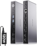 Displaylink Docking Station, USB C DisplayLink Dock Dual Displays for MacBook M1/M2/M3/M4 Windows, 4K@60Hz Displaylink Dock with 2 HDMI, 2 Display Port, 2USB C Data, 6 USBA, Ethernet, Audio