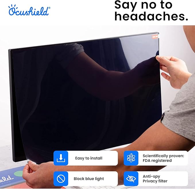 Ocushield 15.4” W (16:10) Premium Anti Blue Light Screen Protector for Laptops and Computer Monitors - Privacy - Anti-Glare - Easy Install - Anti-Fingerprint - Reduce Eye Fatigue (332 x 208mm)