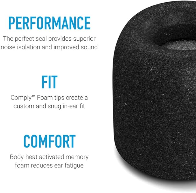 Comply Memory Foam Replacement Earbud Tips for Beats Fit Pro & Beats Studio Buds | Ultimate Comfort, Secure Fit, Superior Noise Isolation | Black (S/M/L) (3 Pairs)