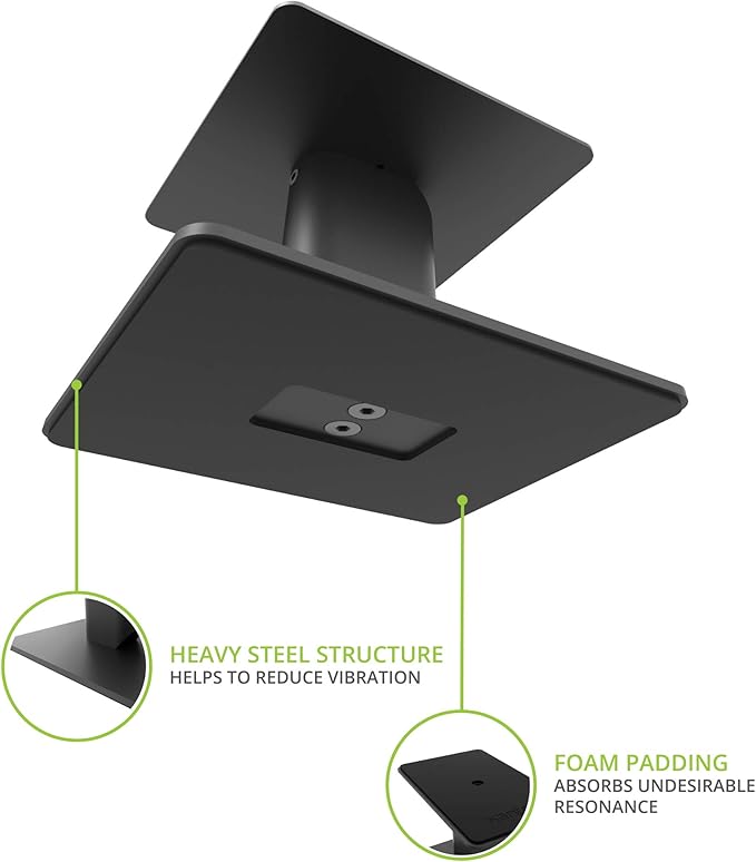 Kanto SP6HD Desktop Speaker Stands for Medium/Large Bookshelf Speakers & Mid-Size/Full-Size 4”-7” Studio Monitors | 6" Tall | Black | Pair