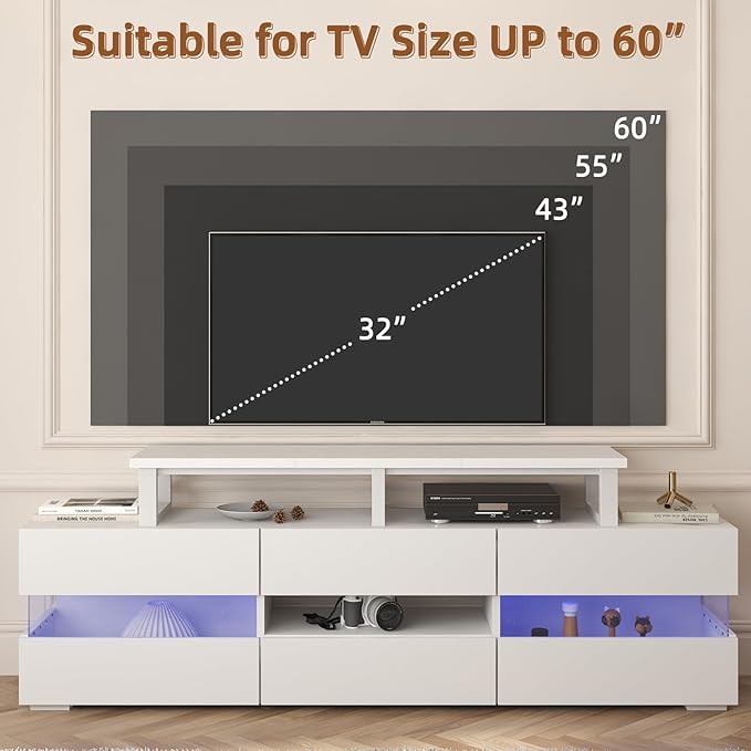 YAOHUOO 45" Large TV Riser for 32-60 inch TV, TV Riser Stand Shelf with Steel Legs, Tabletop TV Stand Riser for Home Office,White