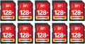 GIGASTONE 128GB SD Card 10-Pack UHS-I U1 Class 10 SDXC Memory Card Full HD Video for Canon Digital Camera, Full-Sized SD Card, with 10 mini case