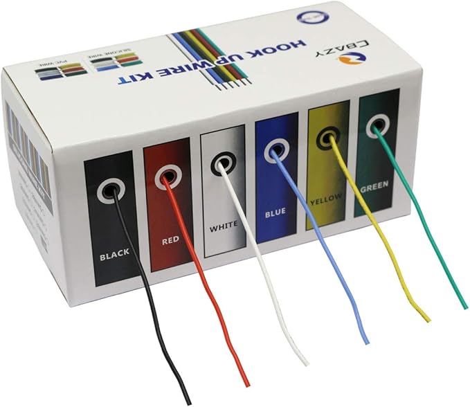 CBAZY™ Hook up Wire Kit (Stranded Wire Kit) 20 Gauge Flexible Silicone Rubber Electric Wire 6 Colors 19.6 feet Each 20 AWG