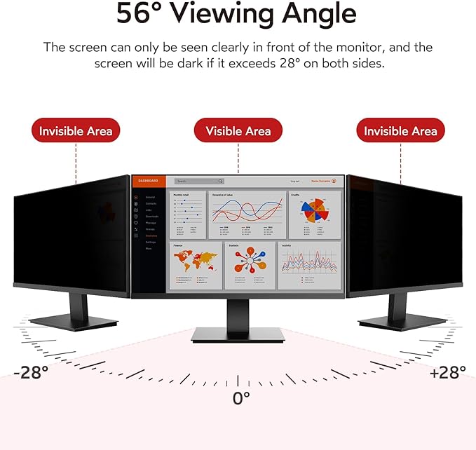 BERSEM 23 Inch Monitor Computer Privacy Screen Filter for 16:9 Ratio Removable Monitor Anti Glare & Privacy Filters for 23 Inch, Anti Blue Light, Anti-Spy, Anti-Scratch, UV-Blocking