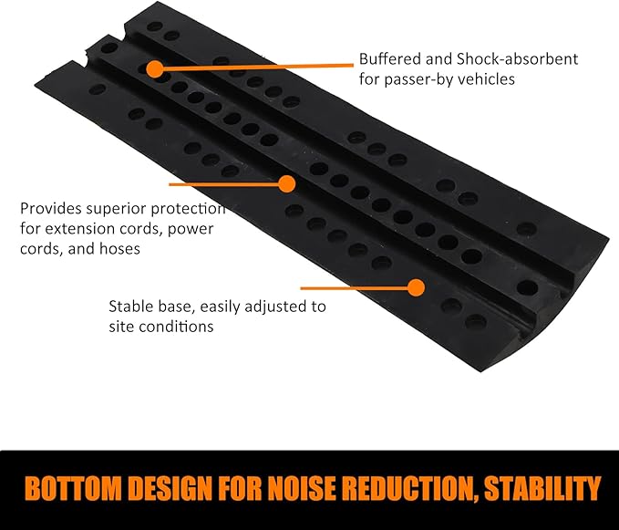 Heavy Duty Speed Bumps for Driveway, 39.4" 2 Pack Rubber Speed Bumps, 2 Channel Modular Traffic Speed Bump Hump Cable Protector Ramps for Asphalt Concrete Gravel Driveway Road with 6 Bolt Spikes