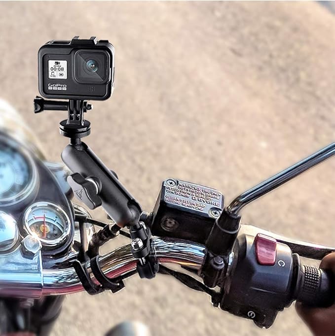 360° Rotating Sports Camera Bracket,Motorcycle Mount for Go Pro Hero10/9/8/max/7/6/5/4 Action Camera Moto Bike Handlebar Mount,U-Shaped Handlebar Bracket (U- Handlebars)