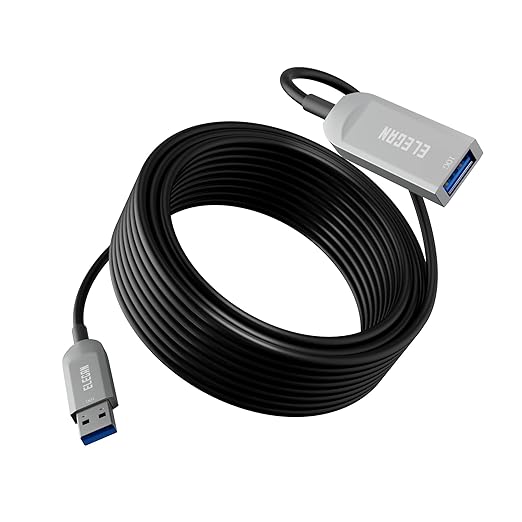 Elecan Active Optical USB 3.0 Extension Cable 75 FT Fiber Optic Type A Male to Female USB Extension Cord USB Extender 5Gbps Data Transfer for Webcam,Gamera, USB Hub, Keyboard, Hard Drive, Printer