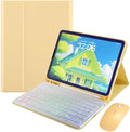for iPad 9.7 inch 6th/5th Generation, Air 2, Air, iPad Pro 9.7 Keyboard Case with Mouse and Rainbow Backlit Detachable Bluetooth Keyboard Cover,Yellow