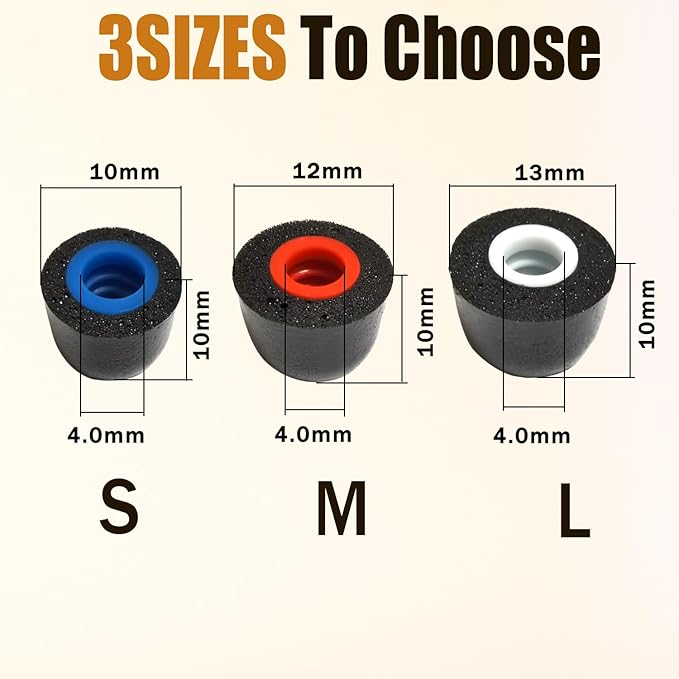 Memory Foam Ear Tips Replacement Earbuds Tips Noise Reduction Anti-Slip fit 4.0mm-5.5mm Nozzle in-Ear Earphones with Storage Box