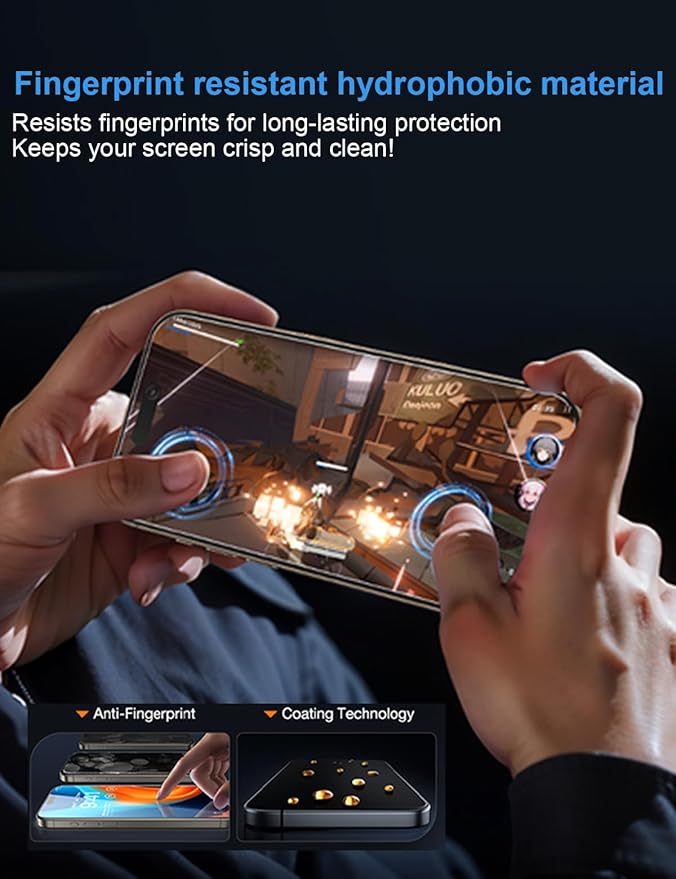 OneFish for iPhone 15/16 Privacy Screen Protector, 4-Way 360° Anti-Spy Tempered Glass, 9H Hardness, HD Clear Anti-Fingerprint 3D Curved Edges, Case-Friendly & Easy Installation [2 Pack]