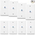 Weewooday 8-Pack White Single Gang F Connector Coax Wall Plates (Blue, 1-Port)