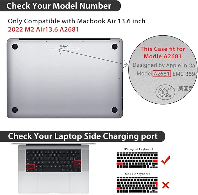 Compatible with 2025 2024-2022 MacBook Air 13 inch Case M4 A3240 M3 A3113 M2 A2681, Hard Shell&Keyboard Film&Screen Film&Webcam Cover for New M4 Mac Air 13.6 inch with Touch ID, Curved Doodle