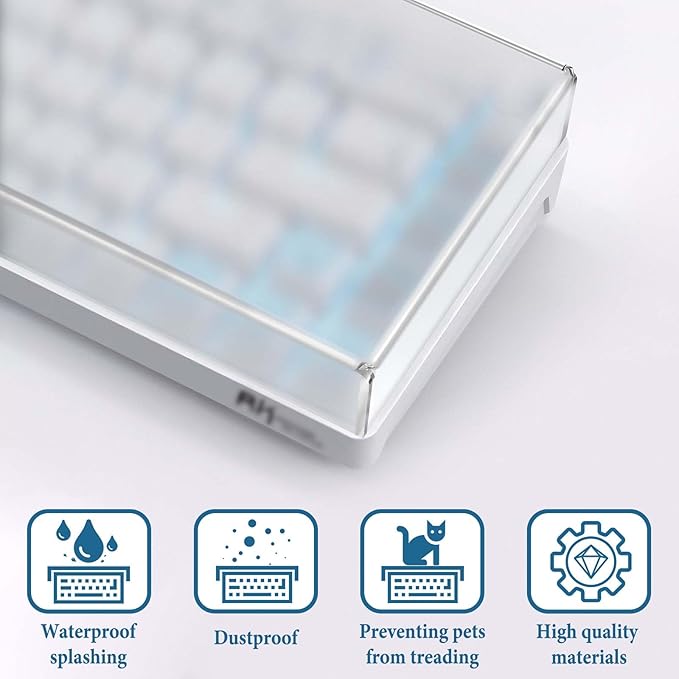 GEEKRIA 65% Keyboard Dust Cover, Acrylic Dust Cover for 68 Key Computer Mechanical Keyboard, Compatible with RK Royal KLUDGE RK68, Keychron K6, K6 Pro, Corsair K65 PRO Mini (Frosted)