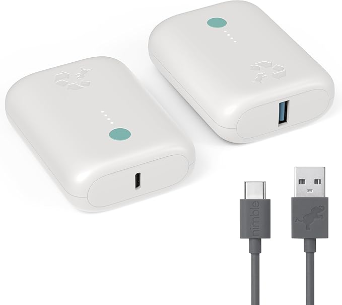 Nimble Champ Lite Portable Charger, 5200mAh Fast Charging Power Bank 15W USB C and A Port with Cable, Travel Essential Battery Pack for iPhone Galaxy Pixel MacBook iPad Kindle Airpod Laptop Tablet