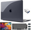 CISSOOK Hard Shell Case for MacBook Air 13.6inch A2681 M2 A3113 M3 Chip 2022-2024, Crystal Black, Includes Keyboard Cover, Screen Protector, Adapter & Camera Cover