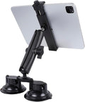 iPad Pro 12.9 Inch Tablet Mount with Dual Suction Cup Base for Truck Car Windshield, Aluminum Arm Heavy Duty Tablet Suction Holder for Window, Compatible with 6.5-12.9" Tablets