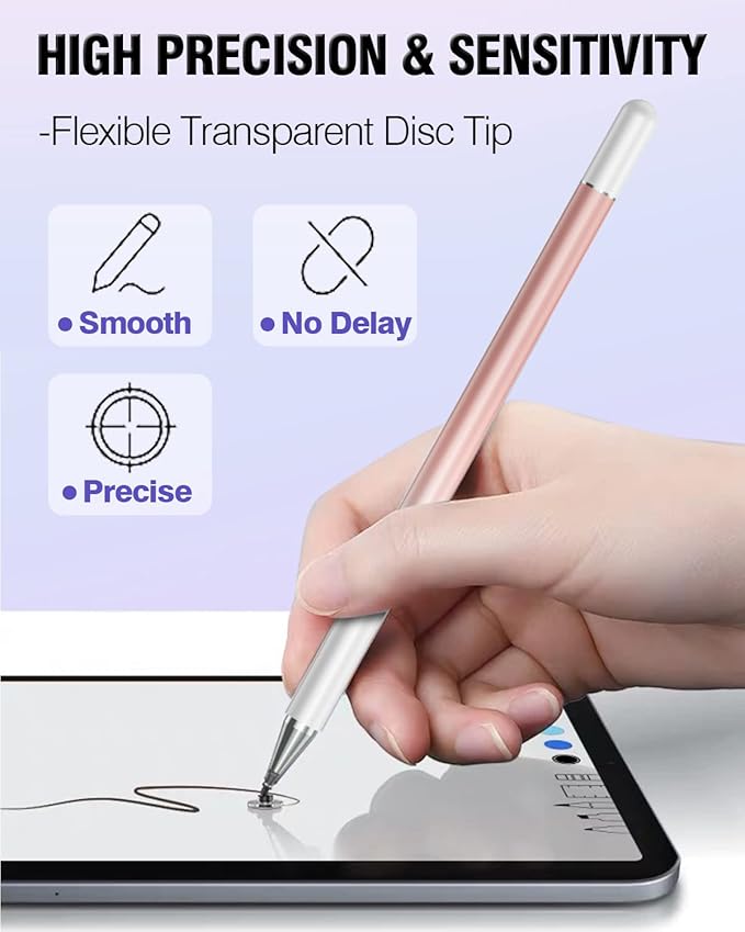 Stylus Pens for Touch Screens, 2 in 1 High Precision Universal Stylus Pen for iPad Compatible with Apple, iPhone, iPad, Android, Samsung Tablets, Phones, 3 Pack-Black,Gold,White