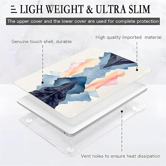 Compatible with MacBook Air 13.3 13.6 Inch Case 2022 2021 2020 2019 Plastic Hard Shell Case Cover,13.3 Pro(A1706/A1708/A1989/A2159/A2289/A2338), Mountains and Water