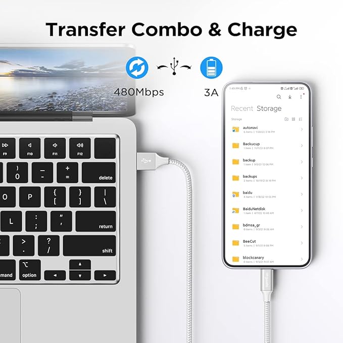 etguuds 6.6ft USB A to USB C Cable 3A Fast Charging, 2-Pack USB A to USB Type C Charger Cord for iPhone 16 15 Pro/Pro Max/Plus, for Samsung Galaxy S24 S23 S22 S21 S20 S10 A55 Flip Note, Moto, White